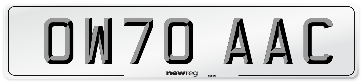 OW70 AAC Number Plate from New Reg